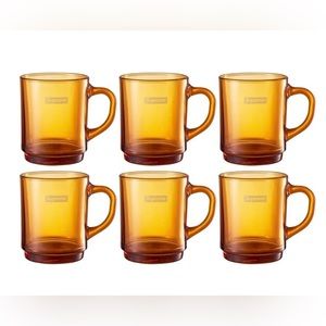 Supreme x Duralex Glass Stackable Mugs (Set of 6) Amber Deadstock New In Box